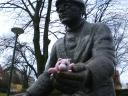 Weber inspecting another sculpture.